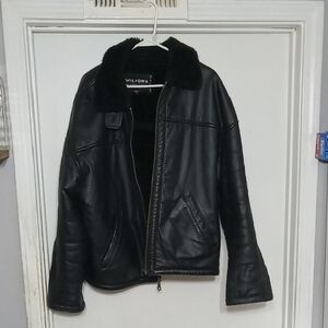 Wilson Black Leather Bomber Jacket